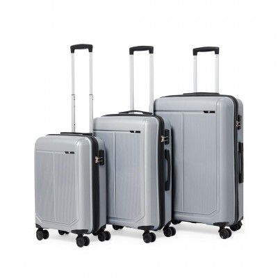 V by Verage Megatron Set of 3 Pcs, Luggage Trolley Suitcase (S+M+L, Silver)