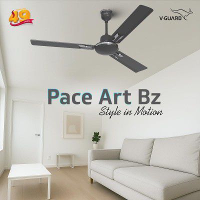 V-Guard Pace Art Bz Ceiling Fan For Home | Decorative Trims | 370 RPM | 2-Year Coverage | 1200 mm (Midnight Black)