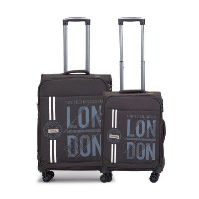 V Lite - Moscow Combo Set of 2 (Small + Medium) Softside Trolley Bag, Cabin 20" + Check-in 24" Expandable Suitcase Travelling Luggage with Anti-Theft Zippers for Men and Women