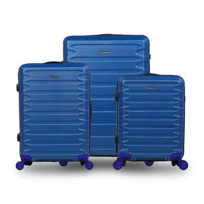 V-Lite Warpath Combo Set of 3 -Cabin, Medium & Large Check_in Size, Cobalt Blue Hard Sided Suitcase Trolley Bag Travelling Spinner Wheels Luggage with Anti-Theft Zippers & TSA Approved Lock