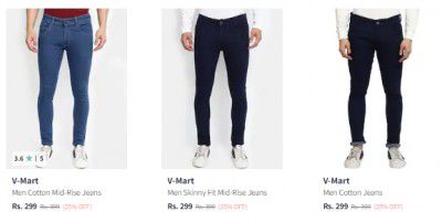 V Mart Men's Jeans Starts ₹299