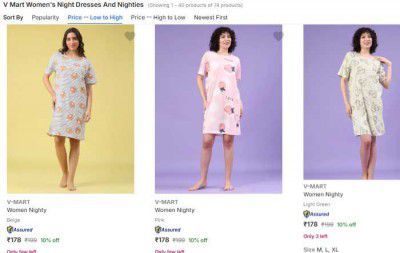 V Mart Womens Night Dresses Starts At 178