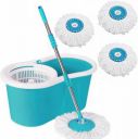 V-MOP Magic Dry Bucket Mop - 360 Degree Self Spin Wringing With 3 Super Absorbers Mop Set...