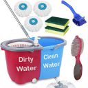 V-Mop Ultra Double Bucket Spin Mop - 360 Degree Self Dry Twin Magic Cleaning Floor Mop Set for Home & Office-UT92...