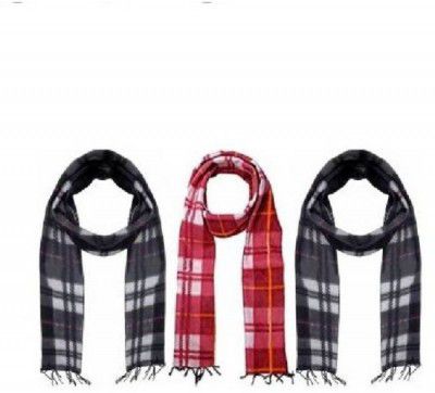 V N COLLECTION Checkered Men Muffler  (Pack of 3)