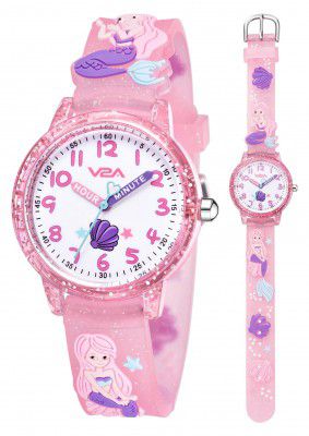 V2A Kids' Wrist watch for Girls – Adorable 3D Mermaid Cartoon Design, Birthday Return Gift for kids Ages 3-10