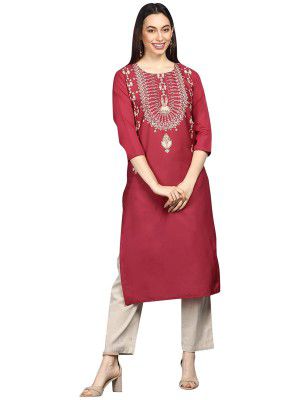 Vaamsi Womens Polyester Ethnic Motifs Printed Straight Kurta (PK2063)
