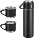 Vacuum Insulated Flask set 3Cup set for Hot & Cold Drink (Giftset Black) 500 ml Flask (Pack of 1, Black, Steel)...