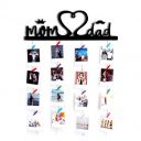 Vah Wood Mom and Dad Hanging Photo Display Picture Frame Collage Organizer with Clips (Black)...