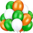 Vail Creations Tri Color Orange White Green Balloons for Decoration celebration Pack of 50(Metal)...