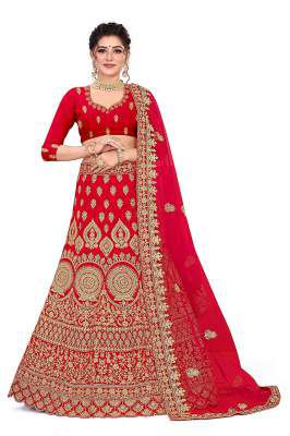 Valam Fashion Stylish Women's hevy stylish Lengha Choli Red Colour