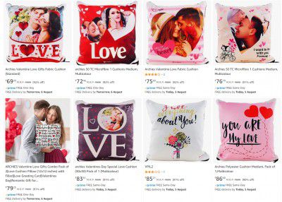 Valentine Love Gifts Fabric Cushion @ Minimum 90% Discount