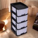 Vallaree Plastic 4 Tier Multipurpose Modular Drawer Storage Rack | (Stone-Grey-4XL) (39 x 31 x 79 cm)...