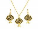 VAMA FASHIONS Antique Gold Oxidised Chain Pendant Earing Set...