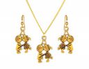 VAMA FASHIONS Antique Gold Oxidised Chain Pendant Earing Set...