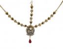 Vama Fashions Gold Plated Mangtika Green Stone Matha Patti Maang Tikka Borla Damini For Women Wedding...