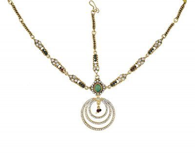 Vama Fashions Matha Patti South Indian Traditional Maang Tikka Bridal Damini With Borla For Women