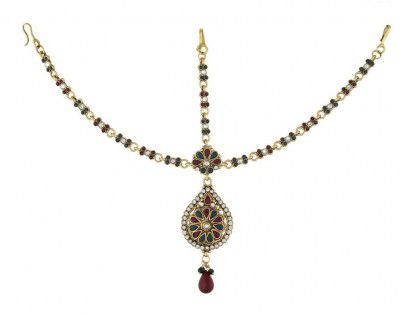 Vama Fashions Traditional Maang Tikka Stone Matha Patta Drop Design Borla MangTika For Women Wedding