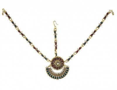 Vama Fashions Traditional Matta Patti Mangtika Stone Damini Maang Tikka For Women and Girls