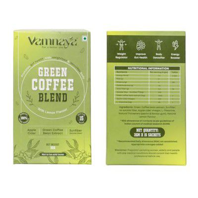 Vamnaya Green Coffee Blend with Sunfiber, Lemon & Apple Cider Supports Weight Loss (15 Servings)