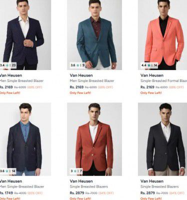 Myntra : Upto 69% OFF - Van Heusen Blazers | For Mens