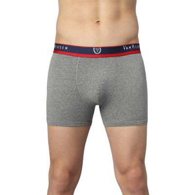 Van Heusen Men Trunks - Cotton Spandex - Jaspe Textured, Double Layer Gusset, Solid_70010_Lt Grey Jaspe_XL
