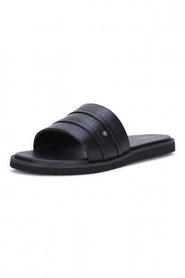 Van Heusen Men's Black Sliders