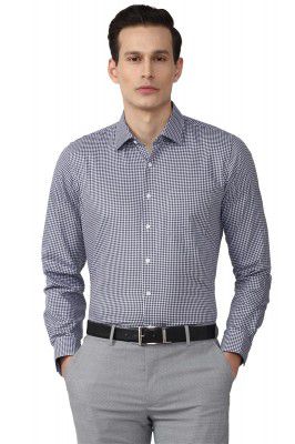 Van Heusen Men's Slim Fit 100% Cotton Checkered Formal Shirt