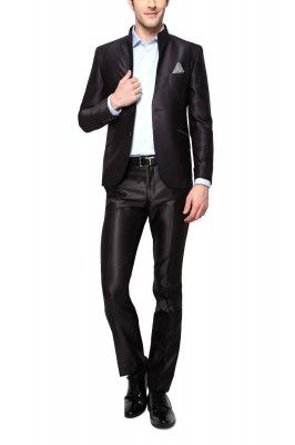 Van Heusen Men's Slim Fit Suit (8907063000683_VDSU1E00983_40_Dark Grey with Black)