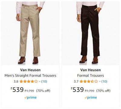 Van Heusen Mens Straight Formal Trousers
