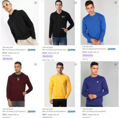 Van Heusen Mens Sweatshirts Starts at Rs 534