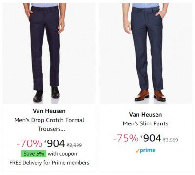 Van Heusen Men's Trousers upto 80% off