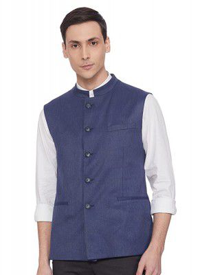 Van Heusen Mens Waistcoat (VHWC318M005267_Blue_38)