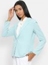 Van Heusen Woman Turquoise Blue Solid Single-Breasted Blazer...