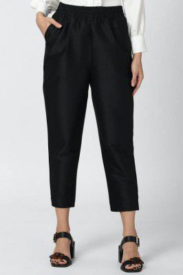 VAN HEUSEN  Women Slim Fit Black Viscose Rayon Trousers