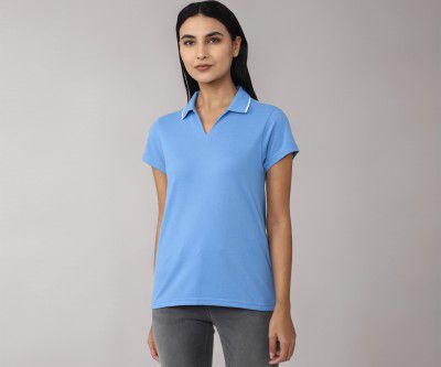Van Heusen Women's 100% Cotton Half Sleeve Solid Polo Regular Fit T-Shirt