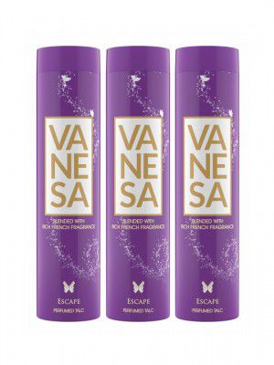 Vanesa Set Of 3 Escape Perfumed Talcum Powder with Rich French Fragrance - 100g Each