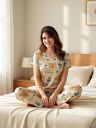 VANIA'S GRACE Women Printed Beige Night Suit Set...