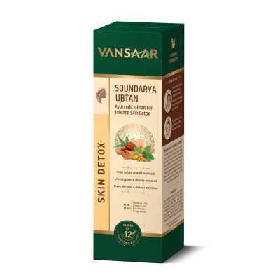 Vansaar Soundarya Ubtan|Ayurvedic Detox Face Pack for Skin Brightening, Deep Detox, Detan, Acne Scars| Made with pure & premium quality sandalwood, erode turmeric & multani mitti  – 100g