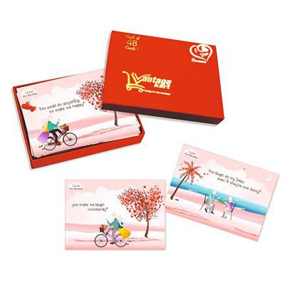 Vantagekart 48 Romantic Cards Why I Love You with Reasons Which is Ideal for Valentine Day, Husband/Wife/Girlfriend/Boyfriend Birthday and Marriage Anniversary Gift (10.7cm x 7.6 cm)