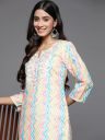 Varanga Women Chevron Printed Thread Work Pastels Kurta...