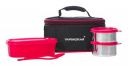 Varmora Stainless Steel Orbit Lunch Box, Pink, 3 Pieces, 240 Ml...