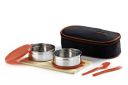 Varmora Trio Steel Lunch Box, Pink, 390 Ml, 2 Pieces...