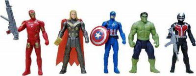 VARNA Avengers Toys Set - Captain America, Ironman, Hulk, Ant Man and Thor - Infinity War 5 Action Hero Collection  (Multicolor)