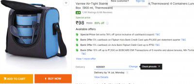 Varnee Air-Tight Stainless Steel Sky Lunch Box (900ml,Thermoware) 4 Containers Lunch Box (900 ml, Thermoware)
