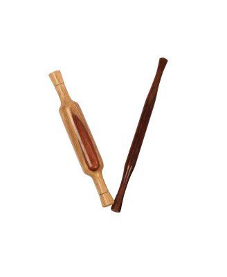 Varsha Funiture Wooden Belan 12 Inch + Free Thin Gujrati Belan 14 inch Rolling Pin (Pack of 2)