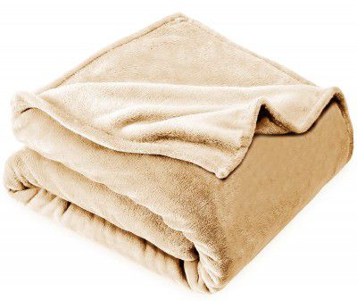 VAS COLLECTION® Premium Plush Single Blanket | 300 GSM Lightweight Cozy Soft for Bed, Sofa, Couch, Travel & Camping| 150x220 cm or 60X86 inches | Beige| Polyester