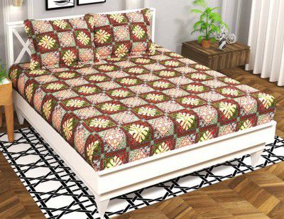 VAS COLLECTIONS 160 TC Cotton Double Abstract Flat Bedsheet (Pack of 1, Multicolor 4, Jaipuri Print)