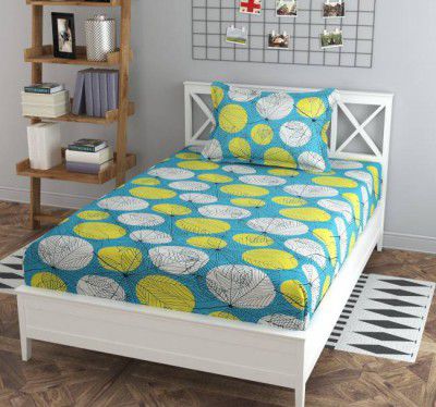 VAS COLLECTIONS 160 TC Cotton Single Printed Flat Bedsheet  (Pack of 1, Green)