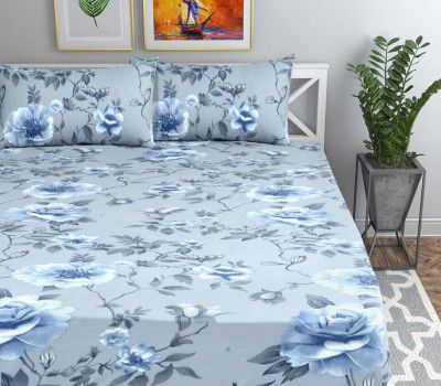 VAS COLLECTIONS 200TC Comfort Panipat Glace Cotton Super Soft Double Bedsheet - 90x95 inches